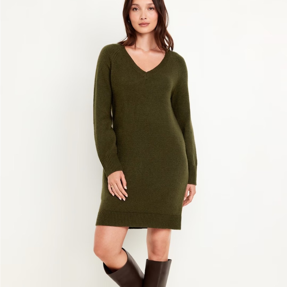 NWT Old Navy Mini Sweater Dress Olive Green Medium - Picture 4 of 4
